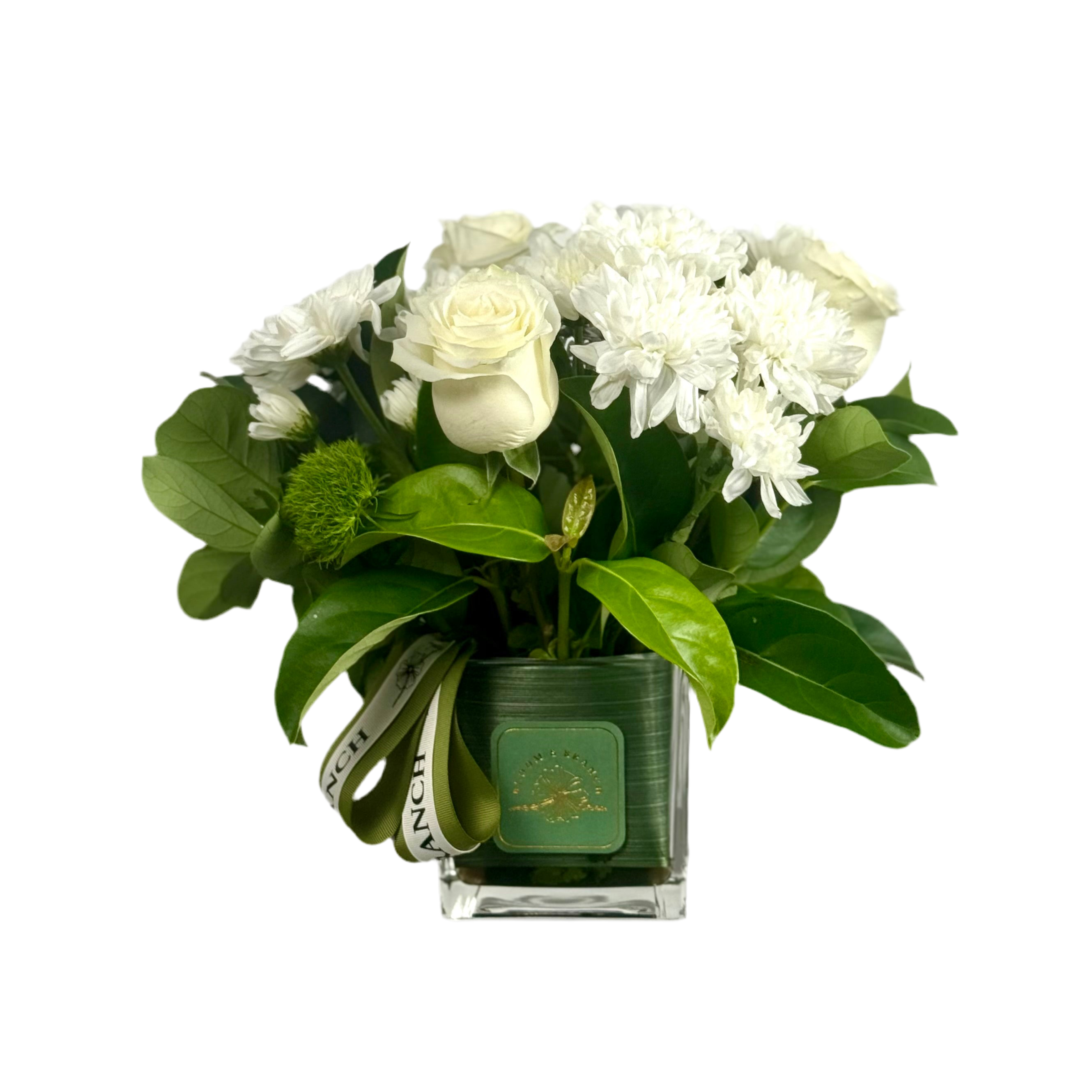 Elegant White Bloom in Glass Cube