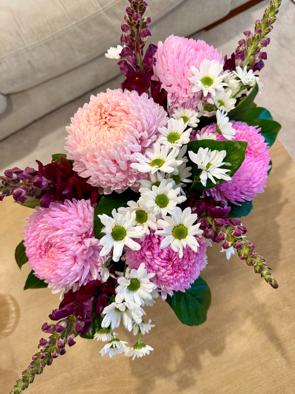 Pink Blossom in Ribbed Glass Vase