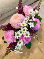 Pink Blossom in Ribbed Glass Vase