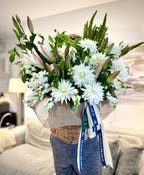 Luxury White Bloom Basket | Premium Flower Basket Sydney
